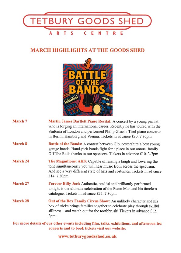 Tetbury Goods Shed - March Highlights